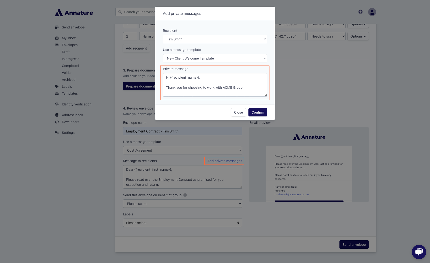 Create and send an envelope